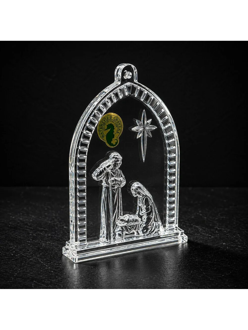 Vtg Waterford Crystal Holy Family Nativity Ornament 1st Edition Ireland In Box